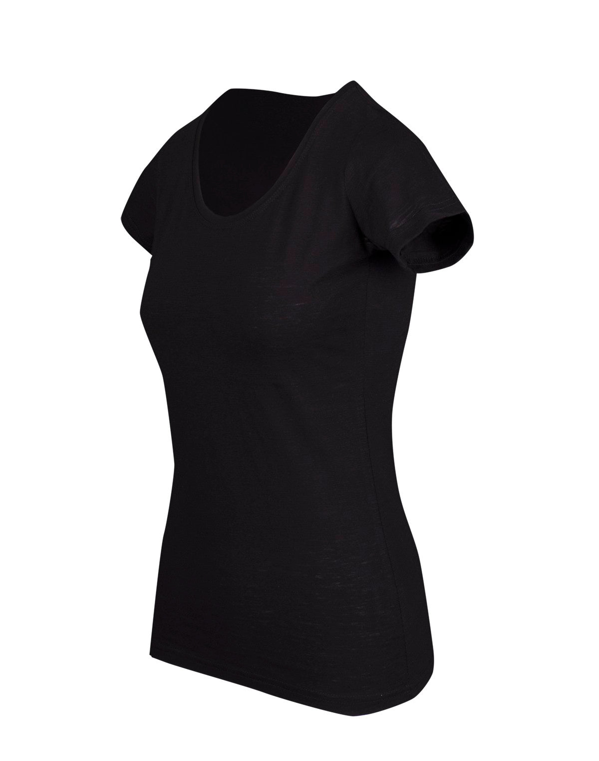 Women's Raw Cotton Wave T-shirt - Black - Side