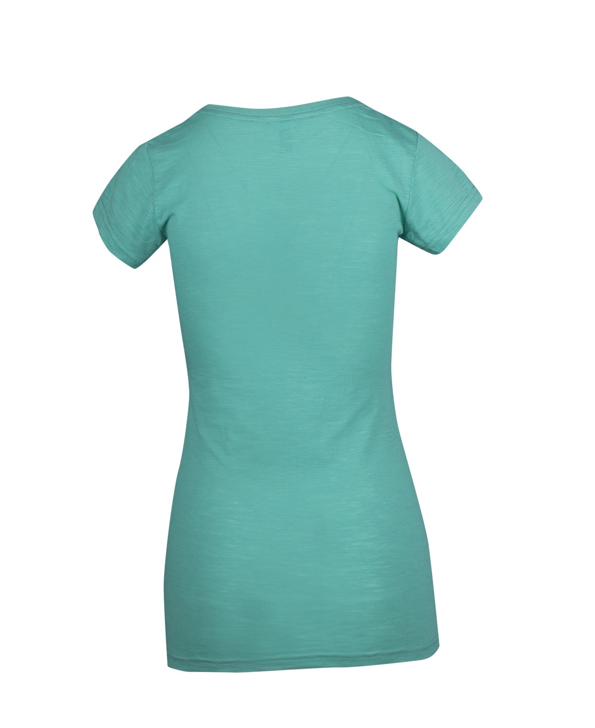 Women's Raw Cotton Wave V Neck Tshirt - Fruit Green - Back
