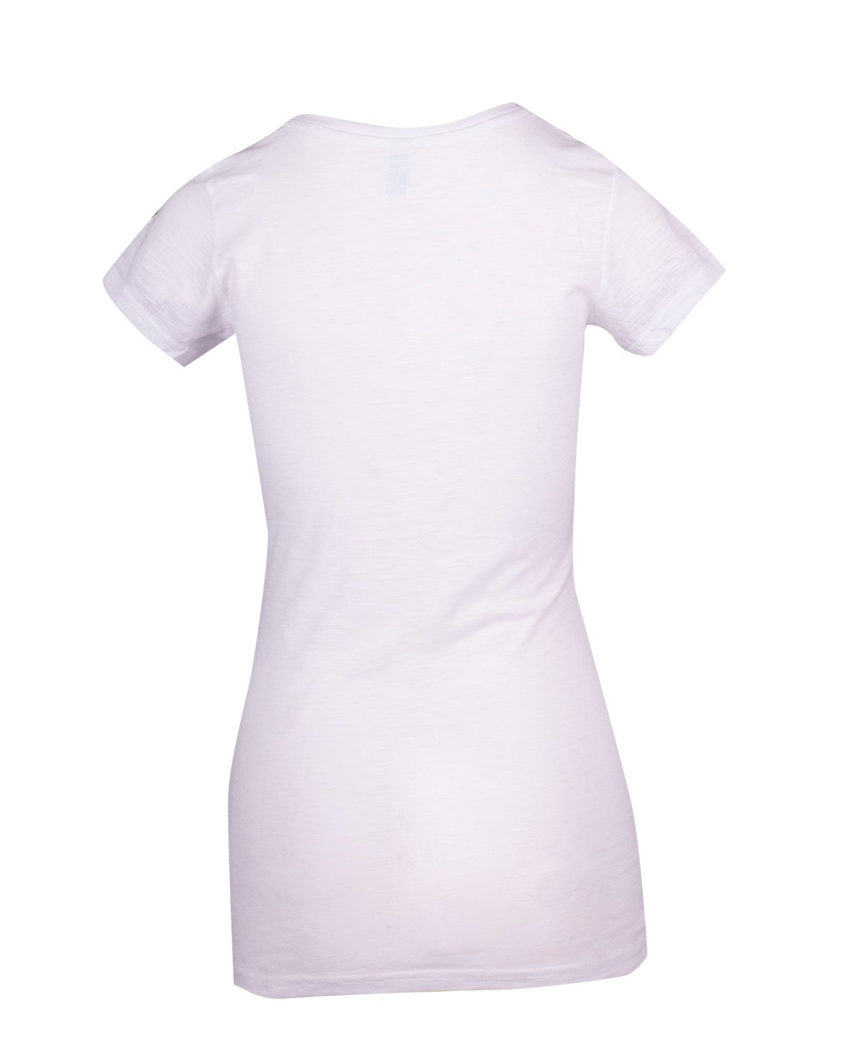 Women's Raw Cotton Wave V Neck Tshirt - White - Back