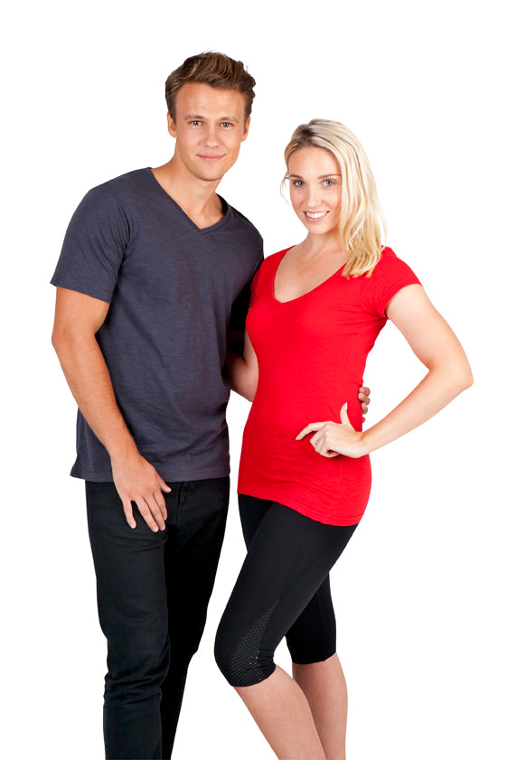 Men's  / Unisex Raw Cotton Wave  V Neck T-shirt - view