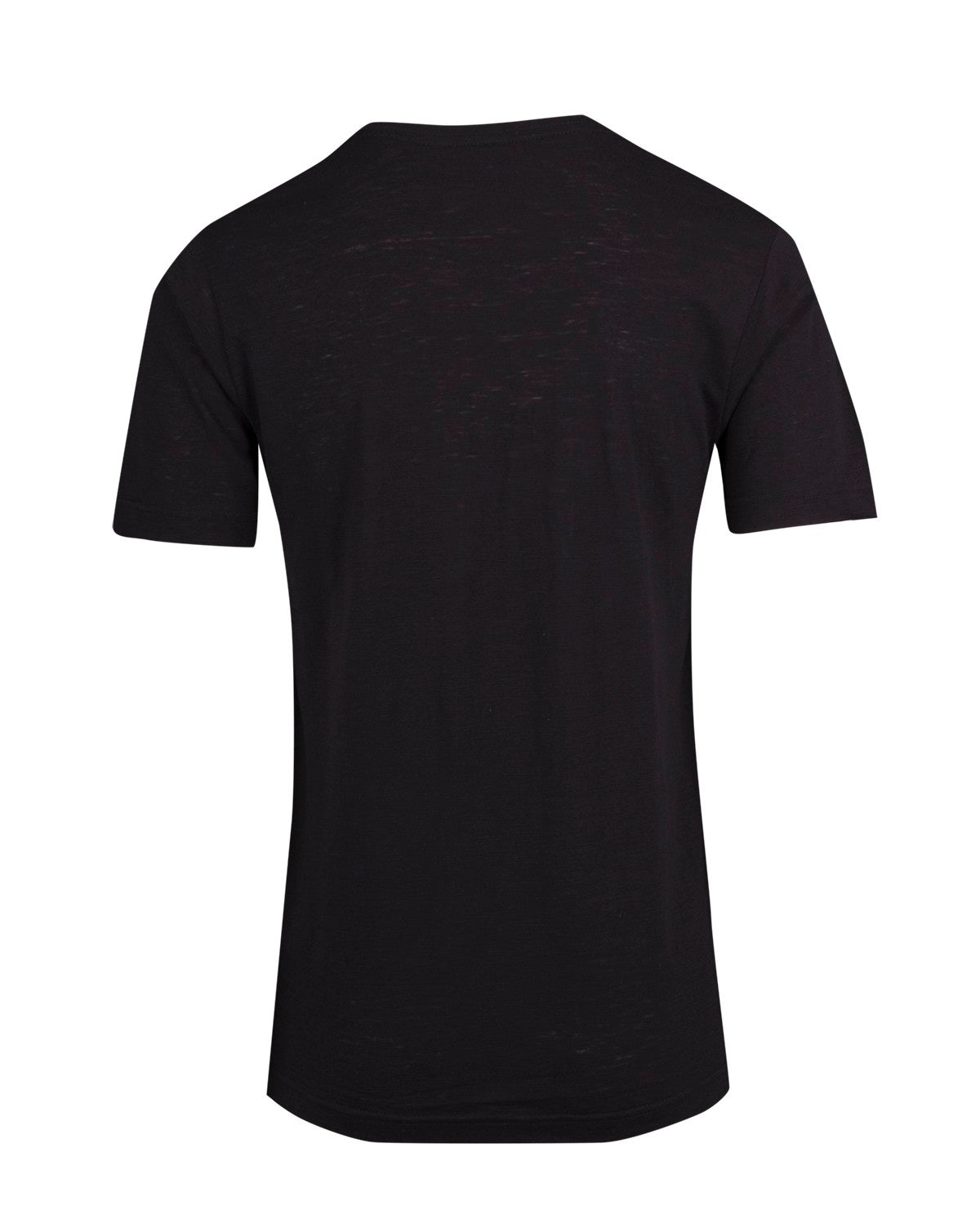 Men's  / Unisex Raw Cotton Wave  V Neck T-shirt - Black - Back