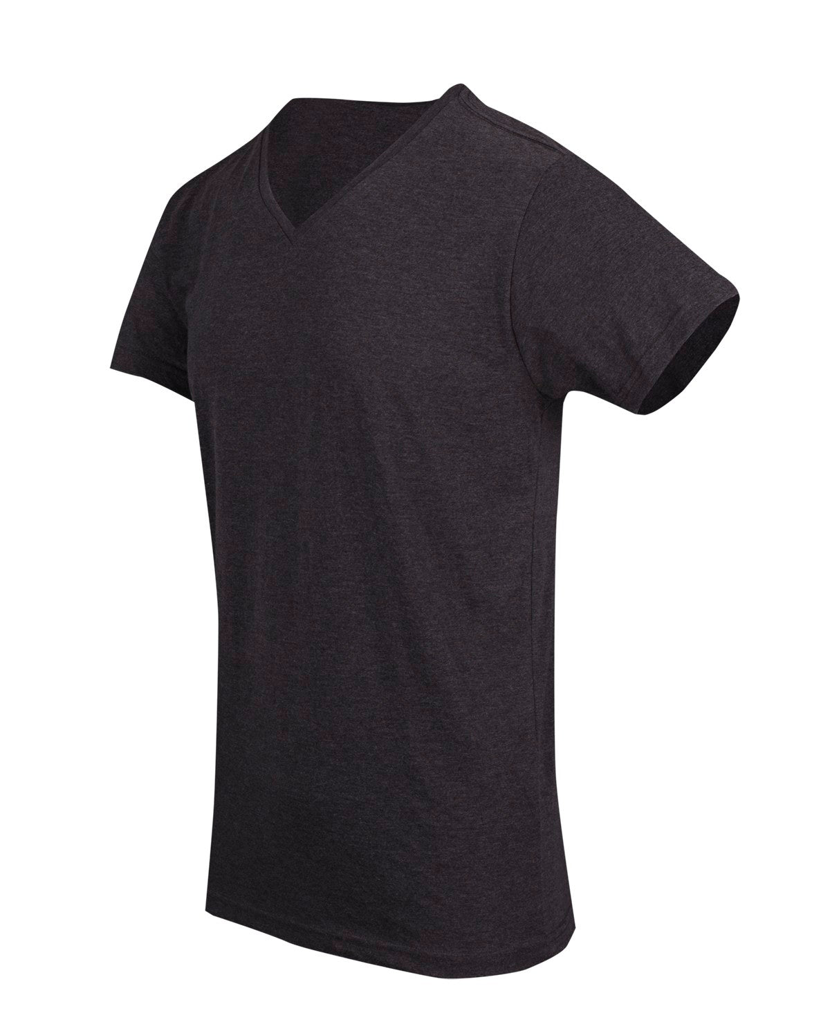 Men's  / Unisex Raw Cotton Wave  V Neck T-shirt - New Charcoal - Side