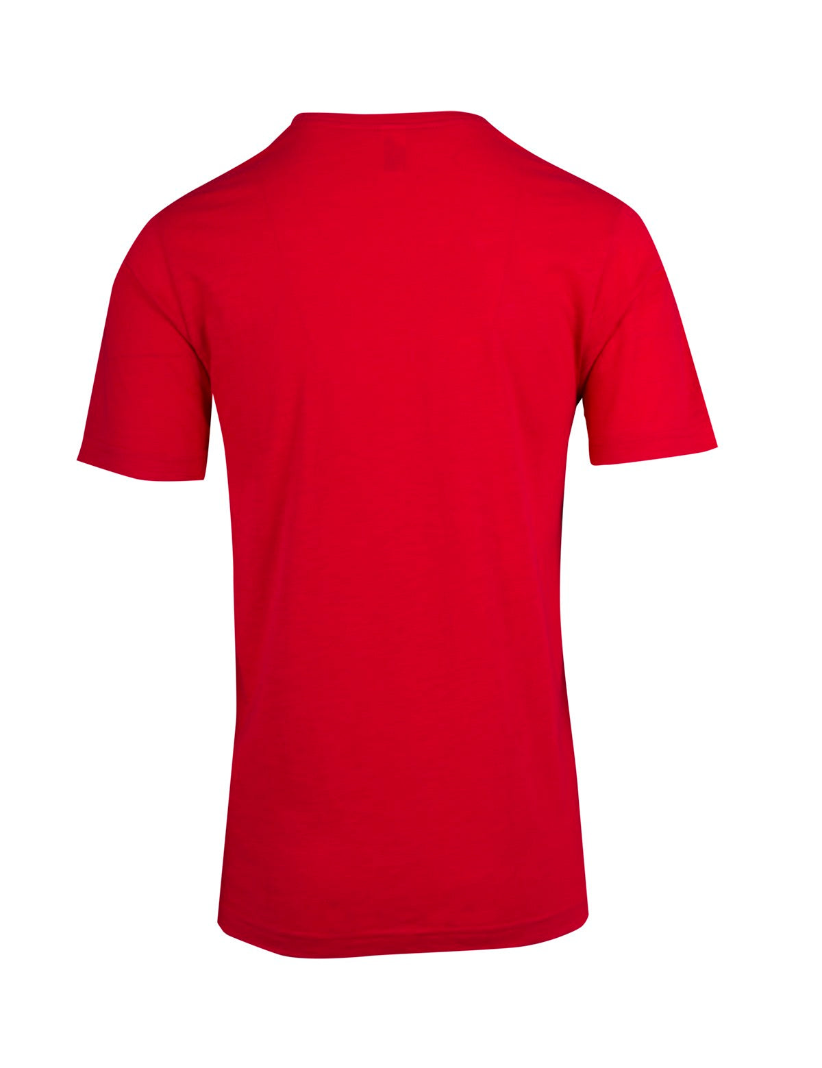 Men's  / Unisex Raw Cotton Wave  V Neck T-shirt - Red - Back