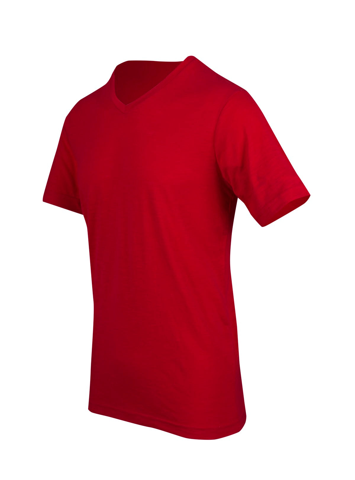 Men's  / Unisex Raw Cotton Wave  V Neck T-shirt - Red - Side