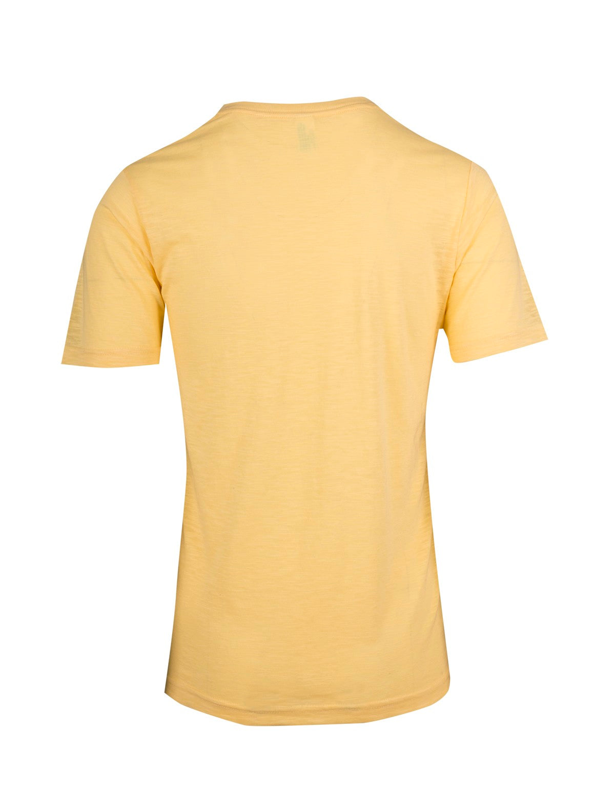 Men's  / Unisex Raw Cotton Wave  V Neck T-shirt - Soft Yellow - Back