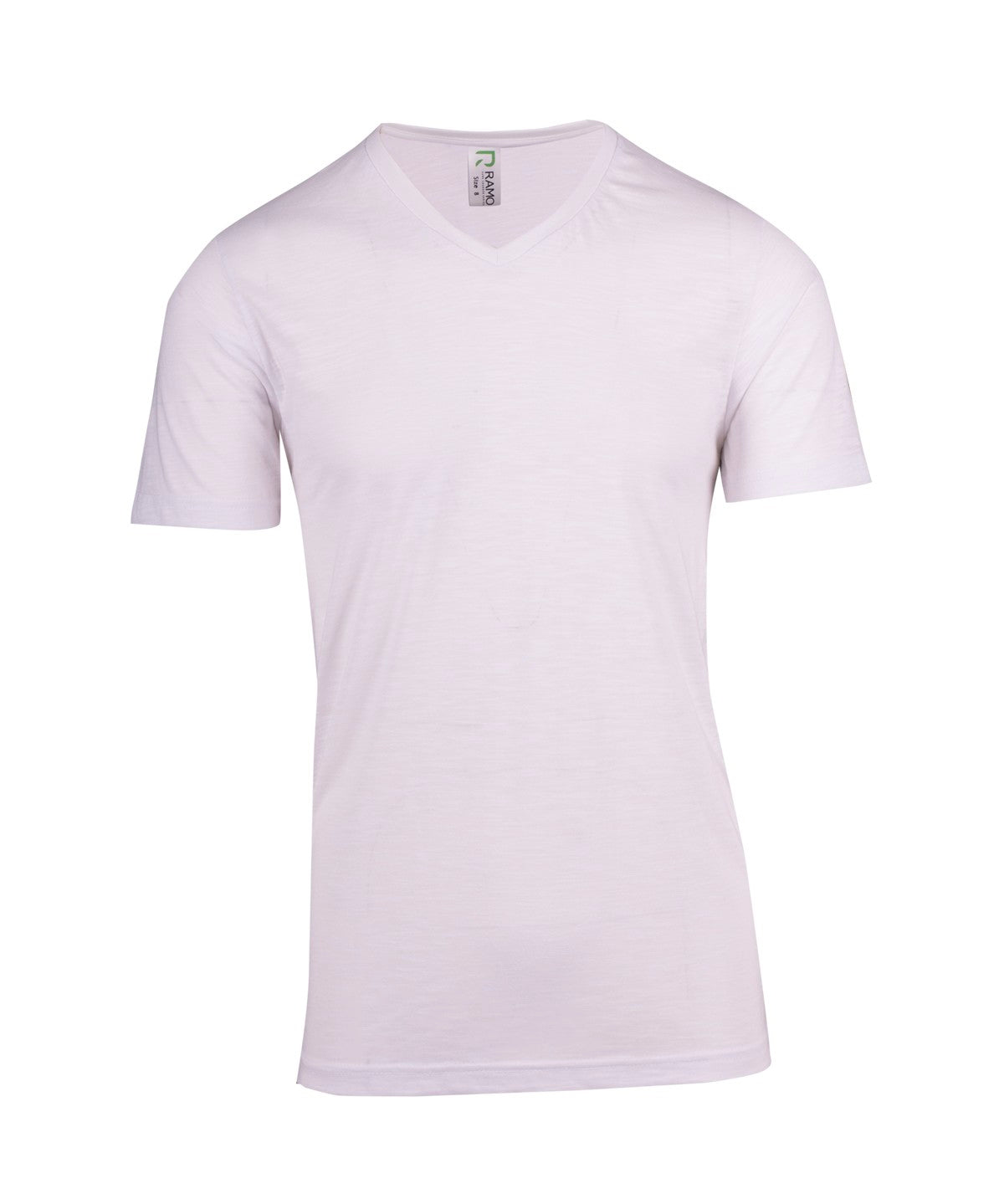 Men's  / Unisex Raw Cotton Wave  V Neck T-shirt - White - Front