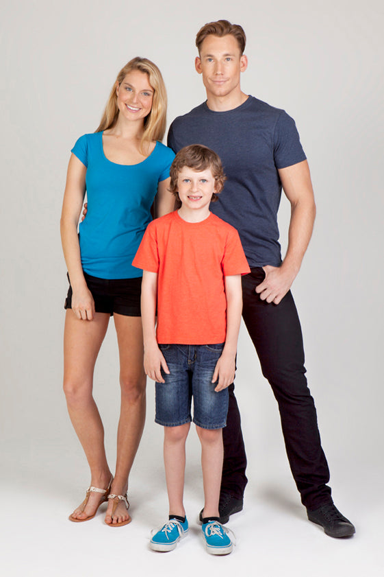 Kids Marl Crew Neck T-shirt - Azure Marl - View
