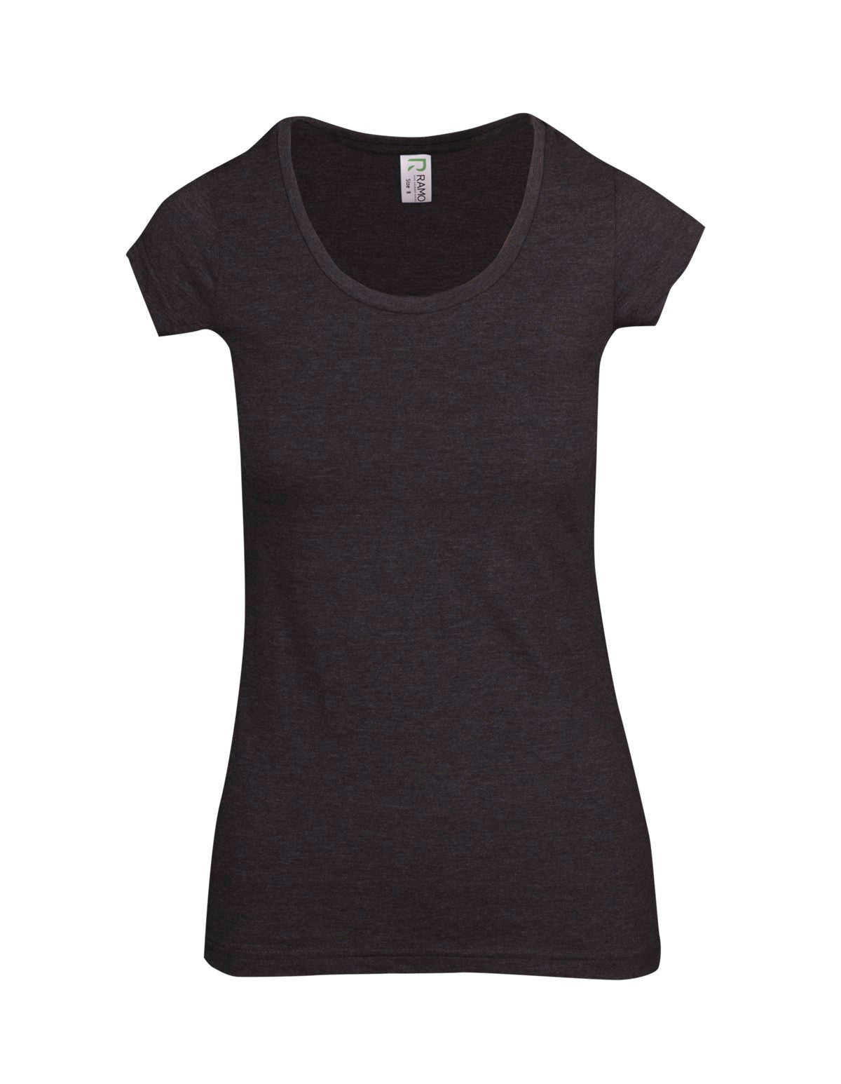 Womens Marl Scoop Neck T-shirt - Dark Marl - Front