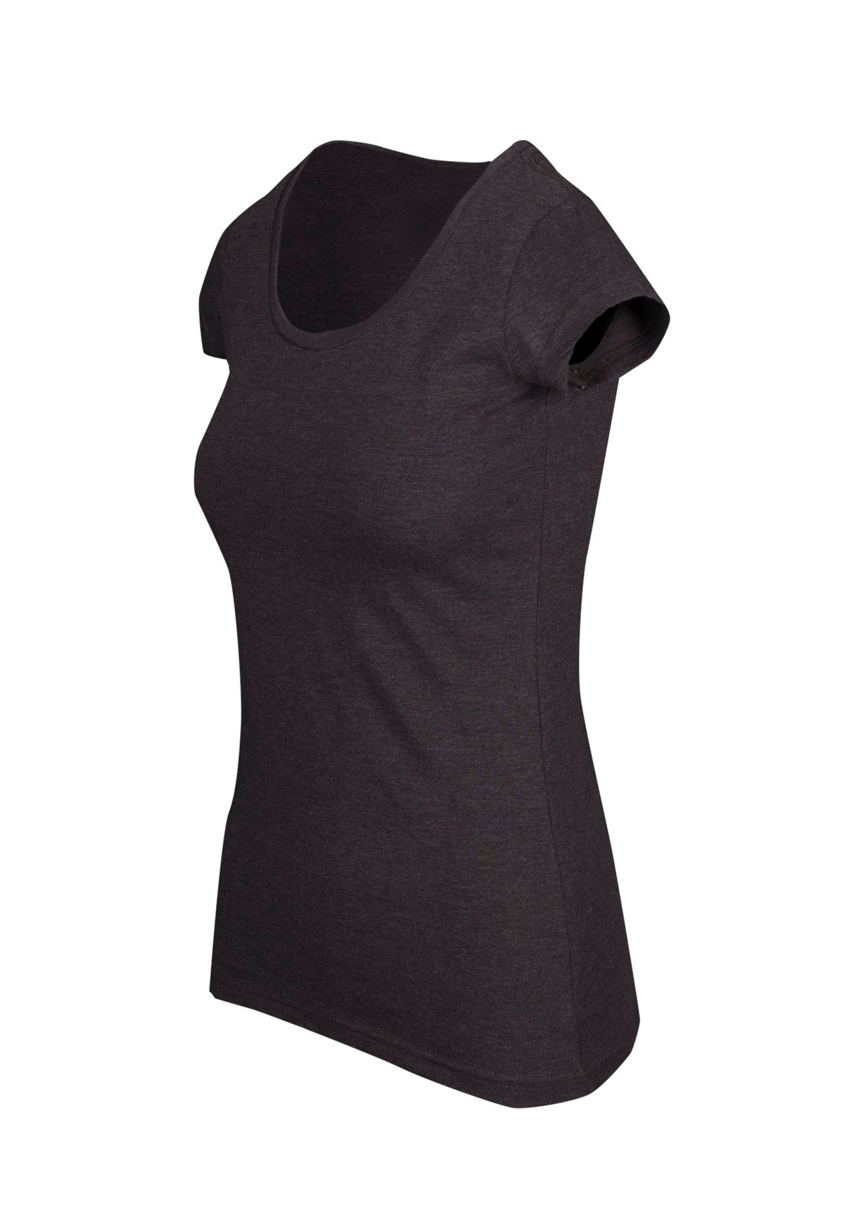 Womens Marl Scoop Neck T-shirt - Dark Marl - Side