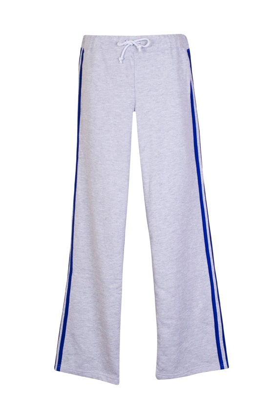 Womens Striped Track Pants - Grey Marl/Navy - Front