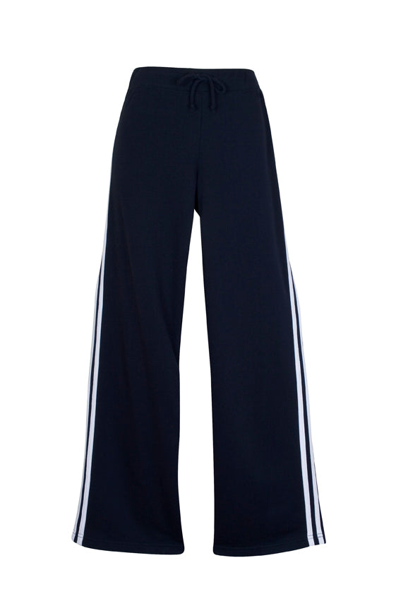 Womens Striped Track Pants - Navy/White - Front