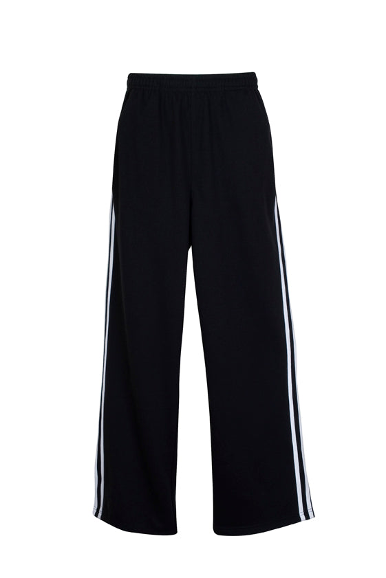 Mens Striped Track Pants - Black/White - Front