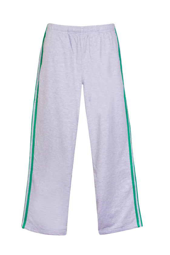 Mens Striped Track Pants - Grey Marl/Kelly Green - Front