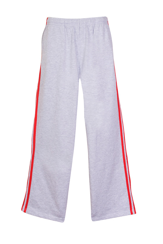 Mens Striped Track Pants - Grey Marl/Red - Front