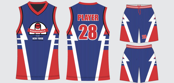 Sublimated basketball uniform design #602: jersey front, back and shorts