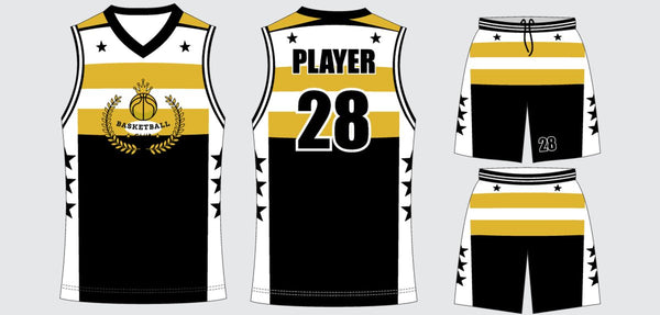 Sublimated basketball uniform design #606: jersey front, back and shorts