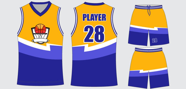 Sublimated basketball uniform design #610: jersey front, back and shorts