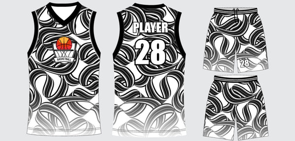 Sublimated basketball uniform design #612: jersey front, back and shorts