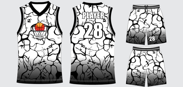 Sublimated basketball uniform design #613: jersey front, back and shorts
