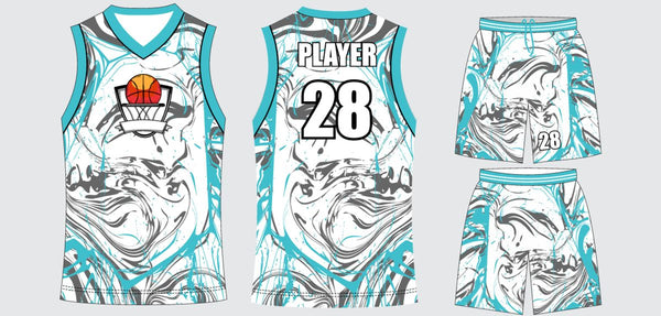 Sublimated basketball uniform design #616: jersey front, back and shorts