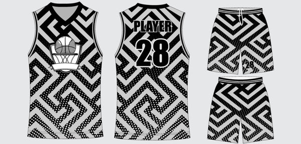 Sublimated basketball uniform design #617: jersey front, back and shorts