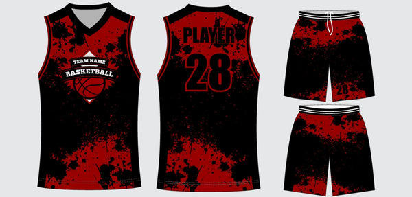 Sublimated basketball uniform design #618: jersey front, back and shorts