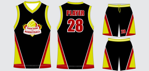 Sublimated basketball uniform design #619: jersey front, back and shorts