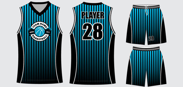 Sublimated basketball uniform design #620: jersey front, back and shorts