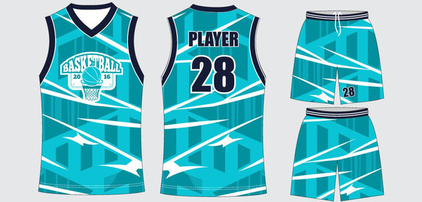 Sublimated basketball uniform design #621: jersey front, back and shorts