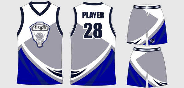 Sublimated basketball uniform design #622: jersey front, back and shorts