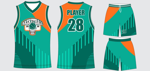 Sublimated basketball uniform design #623: jersey front, back and shorts