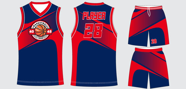 Sublimated basketball uniform design #628: jersey front, back and shorts