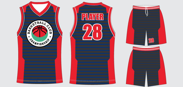 Sublimated basketball uniform design #631: jersey front, back and shorts
