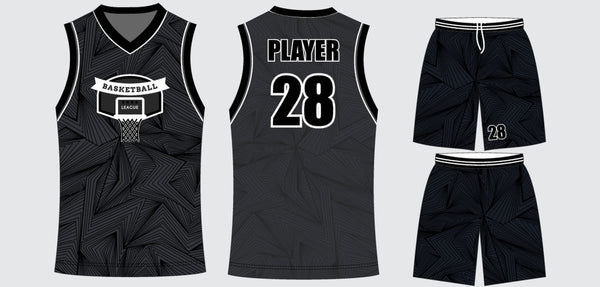 Sublimated basketball uniform design #632: jersey front, back and shorts