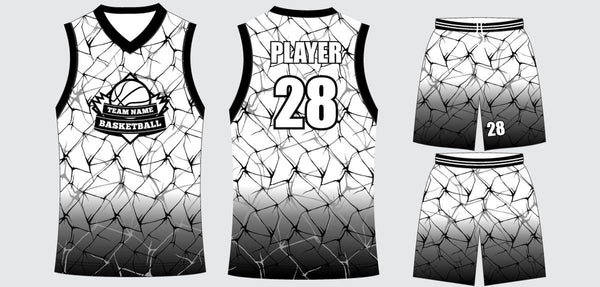 Sublimated basketball uniform design #634: jersey front, back and shorts