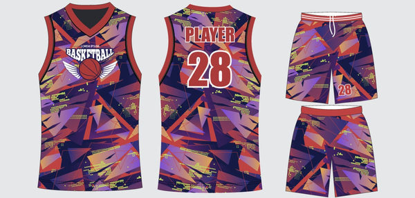 Sublimated basketball uniform design #637: jersey front, back and shorts