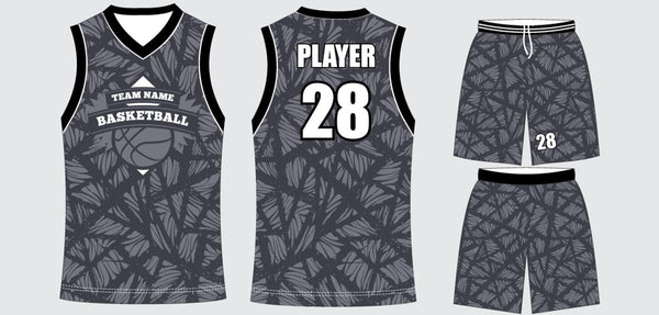 Sublimated basketball uniform design #640: jersey front, back and shorts