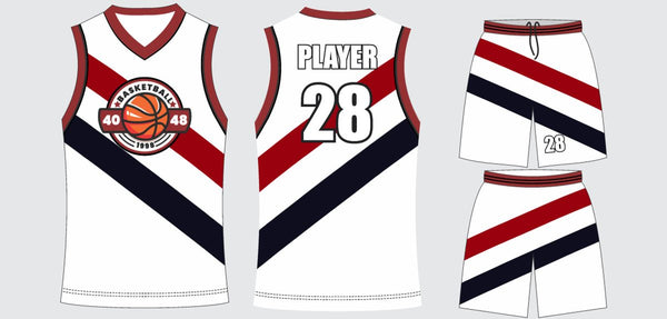 Sublimated basketball uniform design #641: jersey front, back and shorts