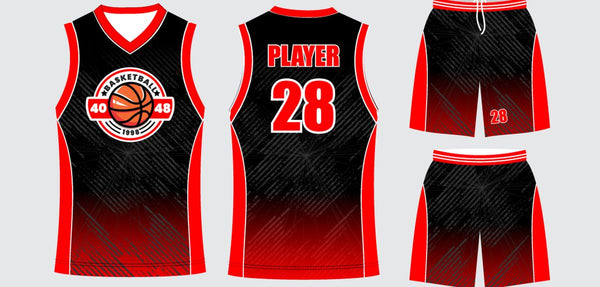 Sublimated basketball uniform design #645: jersey front, back and shorts
