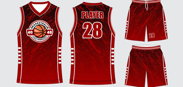 Sublimated basketball uniform design #647: jersey front, back and shorts