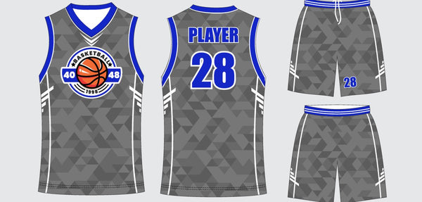 Sublimated basketball uniform design #648: jersey front, back and shorts