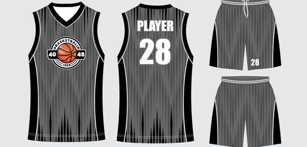 Sublimated basketball uniform design #654: jersey front, back and shorts