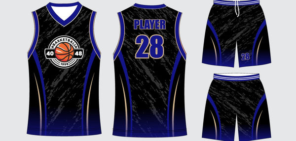 Sublimated basketball uniform design #655: jersey front, back and shorts