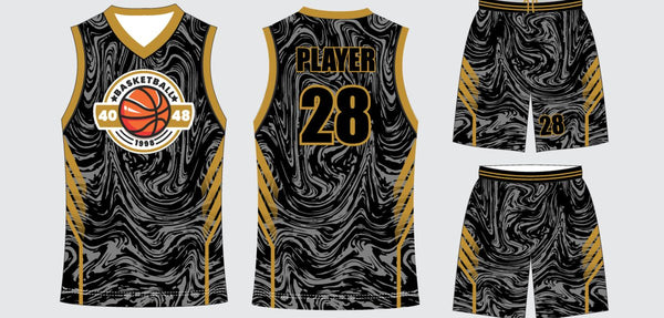 Sublimated basketball uniform design #658: jersey front, back and shorts
