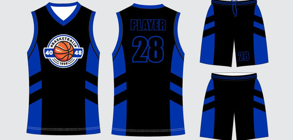 Sublimated basketball uniform design #659: jersey front, back and shorts