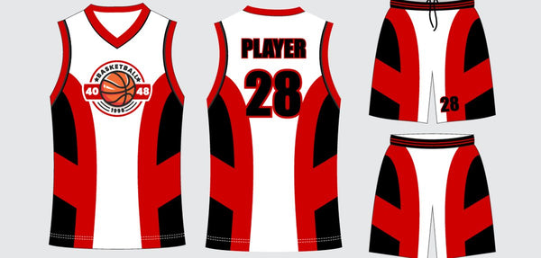 Sublimated basketball uniform design #660: jersey front, back and shorts