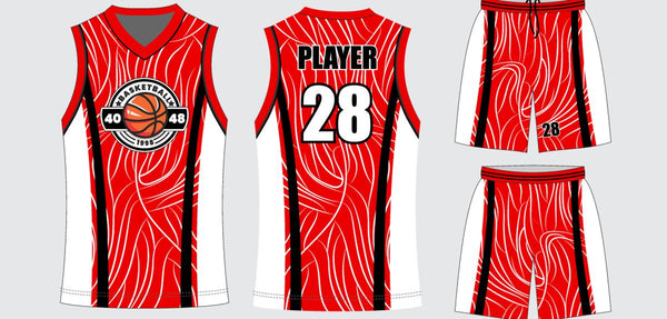 Sublimated basketball uniform design #662: jersey front, back and shorts