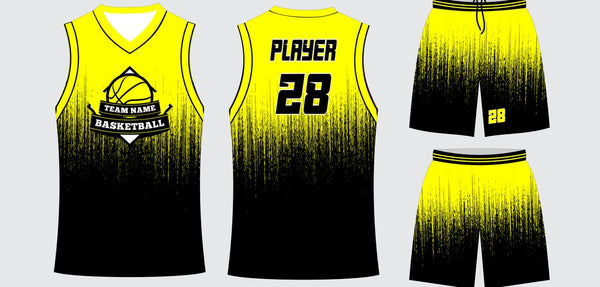 Sublimated basketball uniform design #666: jersey front, back and shorts