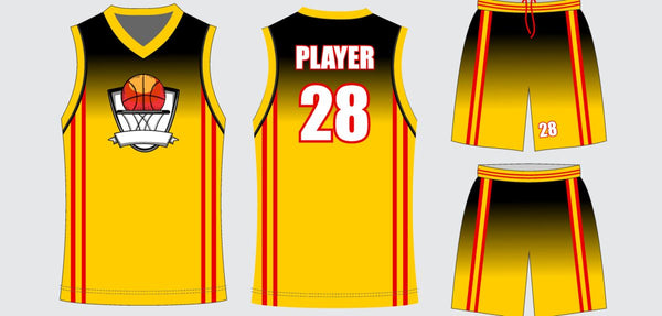 Sublimated basketball uniform design #667: jersey front, back and shorts