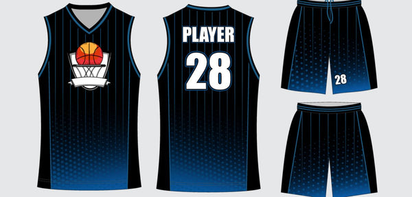 Sublimated basketball uniform design #668: jersey front, back and shorts